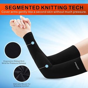 YANCE <b>Arm</b> <b>Sleeves</b> Solid Color <b>Compression</b> Sun Protection UPF50+ for Men Cycling Running Training - Product Image 5