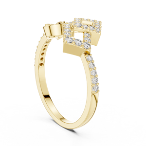 Ensemble de bagues AURORA SQUARE BLOOM avec diamants de laboratoire, en or jaune massif 18 carats plaqué rhodium, pour femme, idéal pour mariage, soirée, événement glamour, ou comme cadeau. - Product Image 3