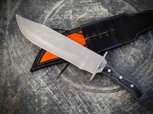 Cuchillo Bowie con mango de madera, hoja de acero inoxidable, punta de clip, herramienta de caza y supervivencia para exteriores, grado industrial OEM, garantía de 3 años - Product Image 2