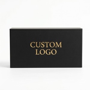 Custom Logo <b>Black</b> Rigid <b>Box</b> With Sponge Liner Hot Stamping Cosmetic Packaging Rectangle Paperboard High-End <b>Box</b> - Product Image 4