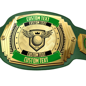 Cinturón de Campeón de Golf Personalizable con Correa Verde, Placa Dorada y Diseño Alado para Premios Personalizados - Product Image 2