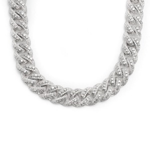 Chaîne cubaine exclusive en moissanite sertie de pierres, aspect diamant, en argent sterling 925, bijoux hip-hop pour la vente en gros et au détail - Product Image 5