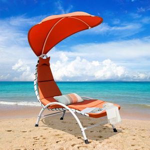 1PC Canopy-Attached Patio <b>Hammock</b> Chaise Lounger Chair for Sunbathing - Product Image 1