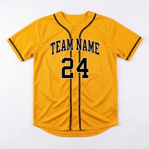 Maillot de baseball jaune personnalisé en mesh à manches courtes et col rond avec nom et numéro au dos pour homme, fabriqué au Pakistan - Product Image 3