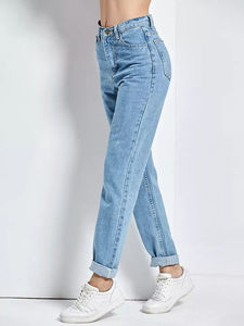 Jeans de Mezclilla de Cintura Alta y Corte Recto para Mujer, Estilo Casual, Sexy, Personalizables, Lavables, de Secado Rápido, para Uso en Exteriores, Venta al Por Mayor - Product Image 6