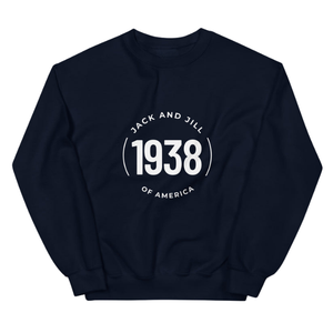 Sweat-shirt unisexe à col rond bleu marine, motif brodé circulaire, pull en molleton à manches longues, vêtement décontracté tendance - Product Image 1