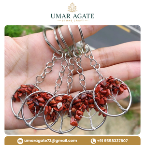 Natural Red Jasper <b>Tree</b> of Life Keychain Crystal Keyring Gemstone <b>Bag</b> Charm Spiritual Gift - Product Image 5