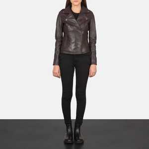 Veste de moto en cuir d'agneau véritable pour femme, marron, fermeture éclair, coupe-vent, respirante, pour le printemps, l'hiver, l'automne, prix avantageux, qualité supérieure - Product Image 5