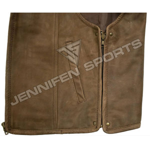 Gilet de motard en cuir nubuck de vachette personnalisé et élégant pour homme, imperméable, en toile de bonne qualité, vente chaude - Product Image 4