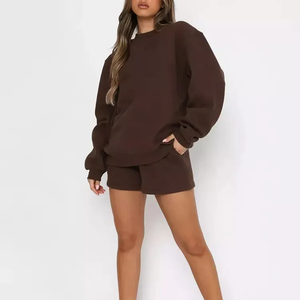 Conjunto de 2 Piezas de Sudadera y Pantalones Cortos para Mujer, de Alta Calidad a Bajo Precio, Transpirable, Ligero, Informal, para Invierno - Product Image 1