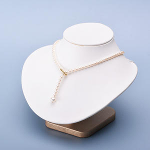 Tilian 4-5mm Rice Shaped <b>Freshwater</b> <b>Pearl</b> <b>Necklace</b> Almost Flawless Y-Shaped Chain Strong Light Adjustable - Product Image 1