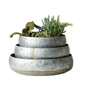 Venta al por mayor de macetas de estaño galvanizadas con diseño moderno ecológico y ligero para la decoración del hogar y jardín exportador - Product Image 1