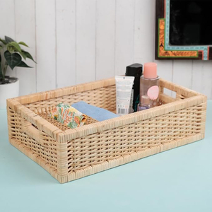 Lowest Price Rectangle Shape Handmade Woven Rattan Serving <b>Storage</b> <b>Tray</b> Home Decoration Dining Tabletop Decoration Multipurpose - Product Image 6