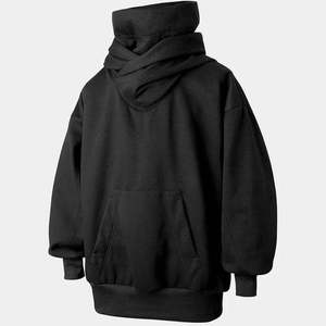 Sweat-shirt Techwear surdimensionné personnalisé pour homme, style Ninja, streetwear, hip-hop, col montant, masque intégré, coupe ample, noir urbain - Product Image 2