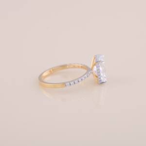 IGI Certified Radiant Cut Lab Grown Diamond Engagement - Wedding Ring with Pavé Band in <b>Solid</b> 925 Sterling <b>Silver</b> - Product Image 5