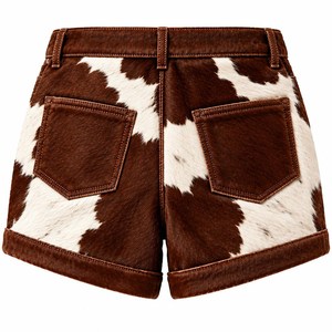 Pantalones Cortos de Verano de Cuero para Hombre, de Lujo, Personalizados, Hechos a Mano, Casuales, Holgados, Transpirables, de Lona con Pelo de Vaca, Tejidos, Estilo Bermuda - Product Image 2