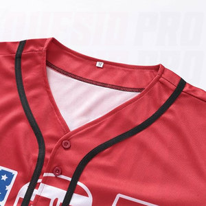 Chemise à drapeau américain, maillot de baseball USA pour hommes, manches courtes, boutonnée, design personnalisé du drapeau USA, équipe personnalisée - Product Image 5