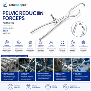 Pinzas de Reducción Pélvica MA-13-203 con Certificación CE Clase I 16in 40.6cm ZETOMEDPRO - Product Image 2