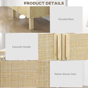 Credenza in Acciaio Inossidabile Stile Rustico/Villa in Rattan con 2 Ante e Ripiani Regolabili - Product Image 6