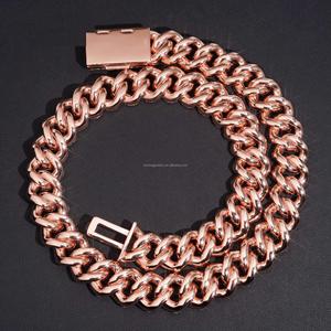 Rose Gold Iced Out Cuban Link Chain <b>Necklace</b> Sterling Silver Prong Set VVS1 Moissanite Hip Hop Luxury <b>Statement</b> Piece - Product Image 3