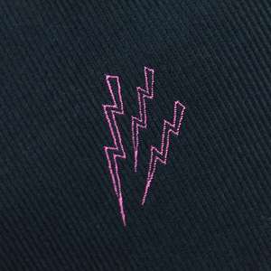 Cravate personnalisée en gros-grain jacquard tissé rose avec logo éclair, bleu marine, pour hommes d'affaires et clubs - Product Image 2