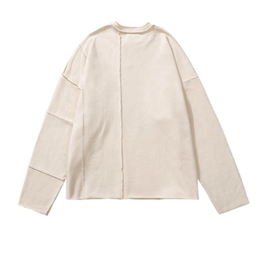 เสื้อยืดสตรีทแวร์คัสตอม ขอบดิบ พิมพ์ลายกราฟิก ผ้าคอตตอนหนา วินเทจ ล้างสีแบบแอซิดวอช เสื้อยืดแขนยาวสองชั้นสำหรับผู้ชาย - Product Image 3