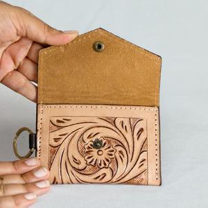 Porte-cartes en cuir véritable fait main, fermeture à rabat vintage, portefeuille court unisexe, doublure en daim - Product Image 3