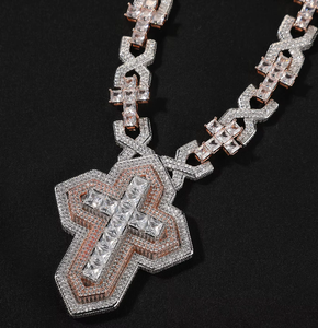 Collar con Colgante de Cruz de Moissanita, Cadena con Incrustaciones, Chapado en Rodio, Amuleto Geométrico, para Regalo de Aniversario - Product Image 4