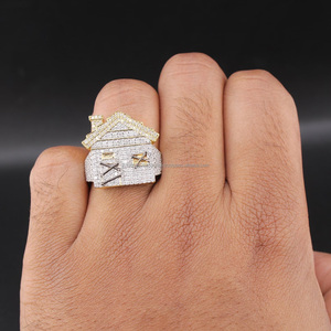 Anillo de Boda de Plata de Ley 925 con Moissanita Tallada, Estilo Hip Hop, Chapado en Rodio, Regalo de Aniversario para Él - Product Image 1