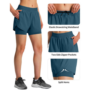 Shorts de sport pour femmes 2 en 1 avec short intégré, anti-transpiration, pour la course à pied, la gym, l'entraînement et les exercices - Product Image 3