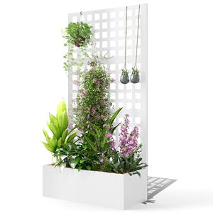 White 35\" X 16\" X 70\" Galvanized Raised Garden Bed <b>Planter</b> Box with Trellis for Climbing Plants & <b>Vegetable</b> Vines - Product Image 1