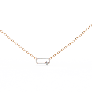 Collier pendentif en argent 925 or rose avec moissanite taille émeraude, chaîne à maillons géométriques, ras-de-cou minimaliste, pour usage quotidien, unisexe - Product Image 1