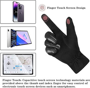 Gants d'hiver en cuir pour hommes, gants de conduite chauds doublés de polaire pour écran tactile - Product Image 4