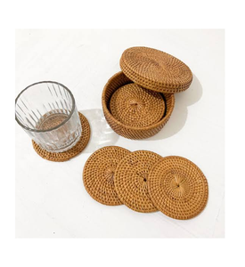 Posavasos de Ratán Estilo Boho para Tazas de Té y Café, Posavasos de Ratán de Alta Calidad en Oferta - Product Image 1