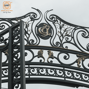 Portails en fer forgé KHP Security, finition or antique sur mesure, style victorien, portes doubles d'entrée pour palais, villa, allée d'entrée - Product Image 3