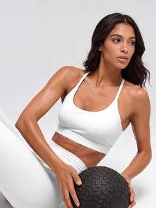 Women Minimalist Racerback Workout Bra Removable Cup Insert Wide Elastic Underband Athletic <b>Crop</b> <b>Top</b> Factory Supplier - Product Image 5