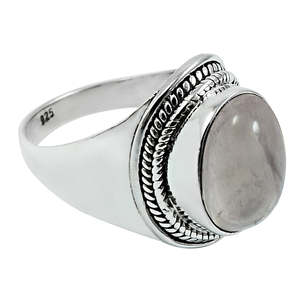 Bague en argent sterling 925 classique, style vintage, avec charme délicat et pierre précieuse unique en quartz rose, bijoux bohèmes à prix de gros - Product Image 1