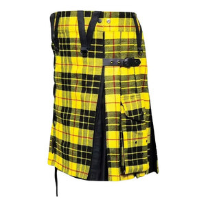 กางเกงกีฬาสก็อตแบบจีบยี่ห้อ Modern Macleod of Lewis รุ่น Hybrid Kilt สีเหลืองดำลายทาร์ทัน สำหรับเด็กผู้หญิง มีกระเป๋า - Product Image 2