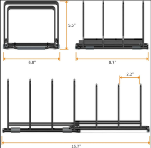 Organisateur de cuisine moderne en métal pour armoire, support de rangement pliable pour casseroles et planches à découper, type sur pied - Product Image 5