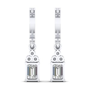 Boucles d'oreilles pendantes REYES en or massif 14 carats avec moissanite certifiée GRA pour femme, idéales pour mariage et soirée, bijoux raffinés - Grande Vente - Product Image 4
