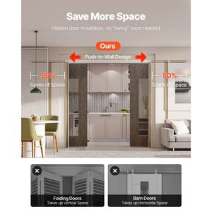 Kit Telaio per Porta Scorrevole a Scomparsa per Porte Larghe 48-72 Pollici e Alte 80 Pollici, Meccanismo di Chiusura Morbida Bidirezionale, Scorrimento Fluido e Silenzioso - Product Image 2