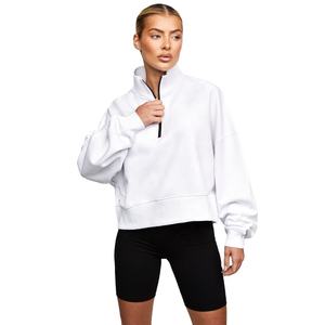 Quality dry Lightweight Quick Premium Custom Made Women's Quarter <b>Zipper</b> Sweatshirt 100% Cotton Material Logo Printing - Product Image 1