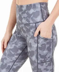 High Waist Camouflage Capri <b>Yoga</b> <b>Leggings</b> With Contrast Stitch Four-Way Stretch Spandex Polyester Pants - Product Image 6
