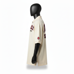 Polo en jersey de coton épais 220 GSM pour homme, crème, rouge, bleu marine, avec motif aigle, logo personnalisé par transfert thermique, coupe ajustée, évacuation de l'humidité - Product Image 3