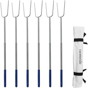 32\" Heavy Duty Hot Dog Roasting Sticks Long Smores Skewers for Fire Pit 6 Pack Marshmallows Skewers <b>Camping</b> Stoves Accessories - Product Image 1