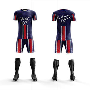 ชุดเสื้อฟุตบอลชายพร้อมกางเกงขาสั้น พิมพ์ลายแบบซับลิเมชั่น ออกแบบโลโก้ทีมตามสั่ง ผลิตจากผ้าโพลีเอสเตอร์รักษ์โลก 100% - Product Image 6