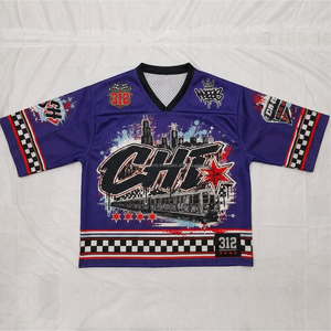 Maillot de football vintage en maille, coupe ample, en polyester de haute qualité, style streetwear - Product Image 5