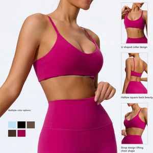 FONILBEST Pink Crop Top Spaghetti Strap Scoop Neck Solid <b>Colour</b> Women's Workout Wear Custom Design - Product Image 3