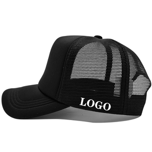 Casquette Trucker Noire en Maille/Coton pour Hommes et Femmes, Fermeture Arrière Ajustable, Style Décontracté à 6 Panneaux, Logo au Dos, Printemps-Été - Product Image 1