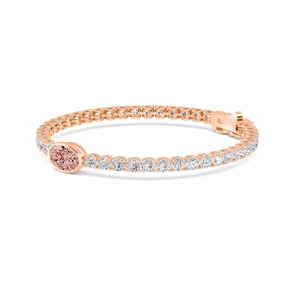Luminous 9.72 ctw Oval Pink & Round Lab Created Diamond Tennis Bracelet 9K Rose Gold - Product Image 2